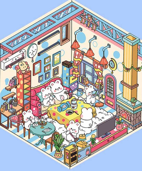 Blush Bunny Home DIY 3D Scene Stickers 4 Cute Miniature Scenes