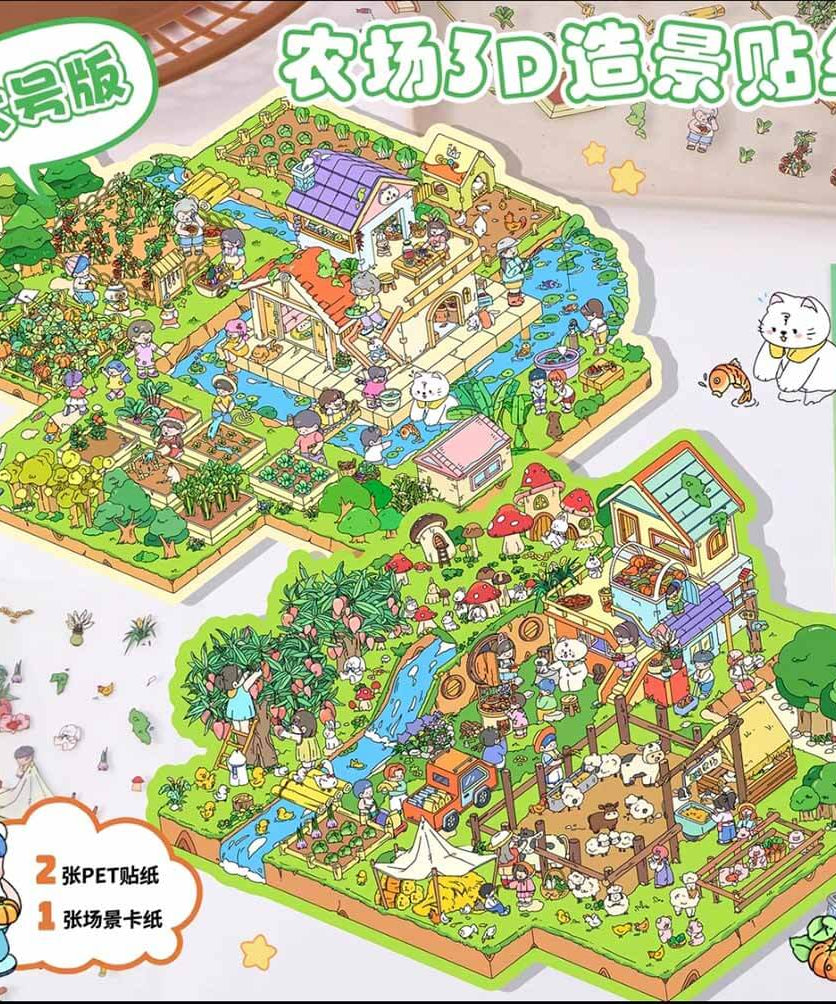 Happy Farm DIY 3D Scene Stickers 4 Cute Miniature Scenes