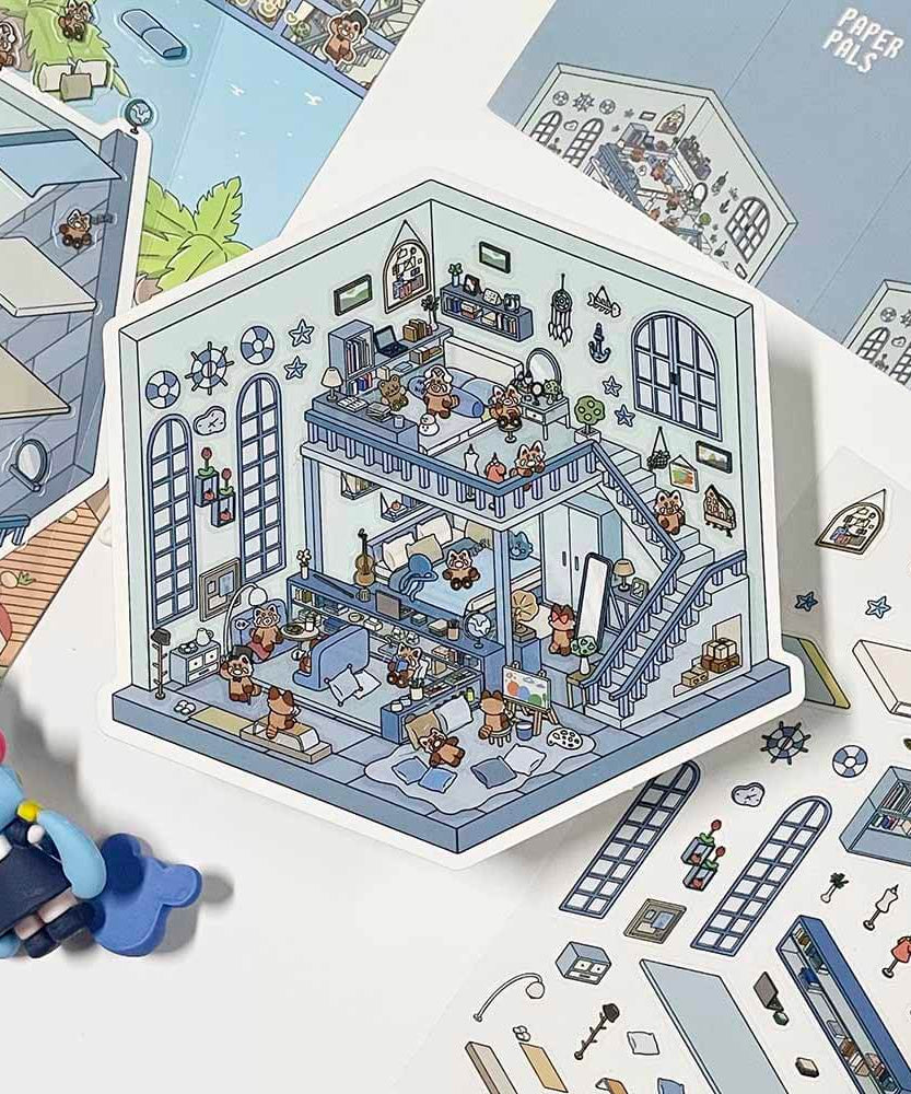 Life Party Series Scene Stickers 4 Cute Miniature Scenes