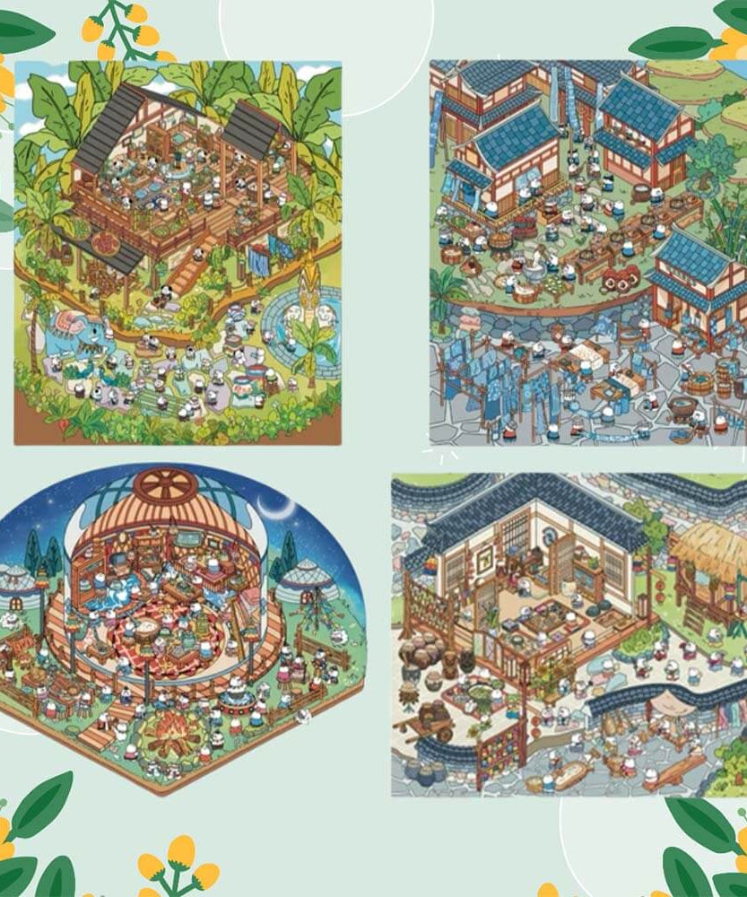 Chinese Famous Scenery DIY 3D Scene Stickers 4 Cute Miniature Scenes
