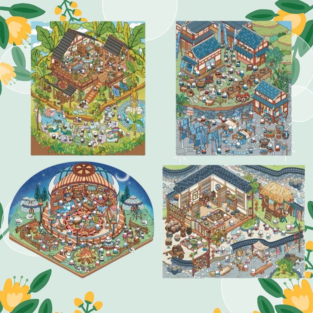 Chinese Famous Scenery DIY 3D Scene Stickers 4 Cute Miniature Scenes