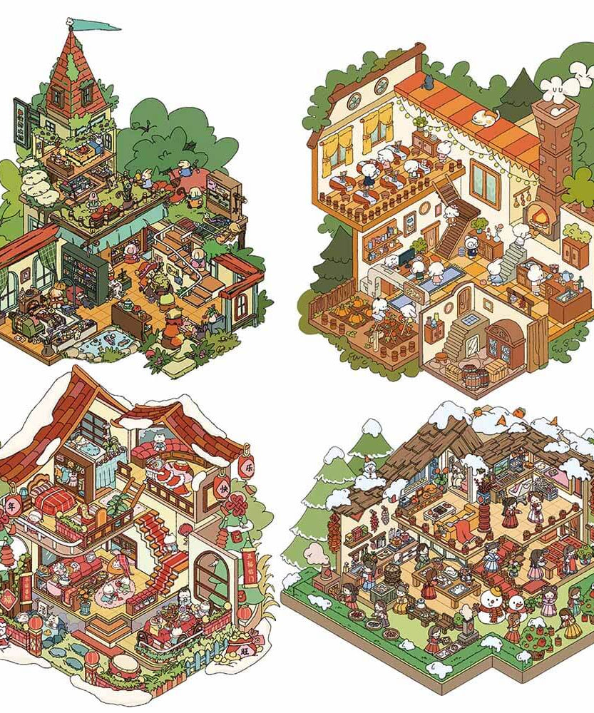 Magic Potion Shop DIY 3D Scene Stickers 4 Cute Miniature Scenes