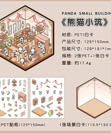 Panda House DIY 3D Scene Stickers - 4 Cute Miniature Scenes
