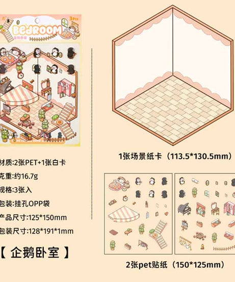 Dream Cottage Collection DIY 3D Scene Stickers - 4 Cute Miniature Scenes