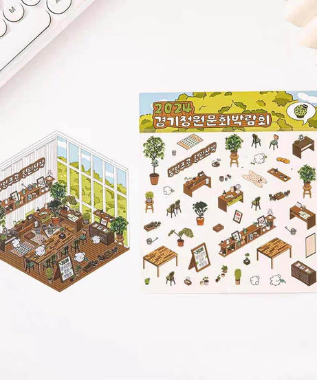 Korean Culture Hut DIY 3D Scene Stickers 3 Cute Miniature Scenes