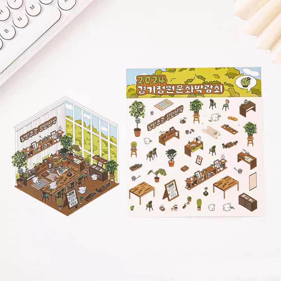 Korean Culture Hut DIY 3D Scene Stickers 3 Cute Miniature Scenes
