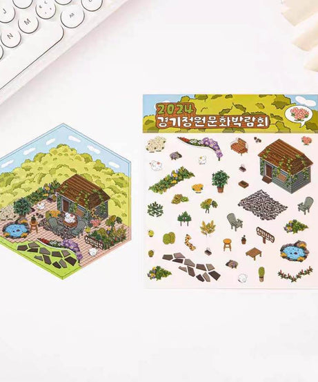 Korean Culture Hut DIY 3D Scene Stickers 3 Cute Miniature Scenes