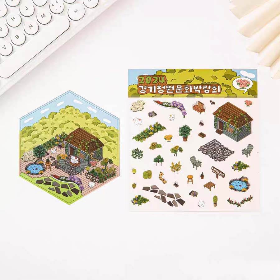 Korean Culture Hut DIY 3D Scene Stickers 3 Cute Miniature Scenes
