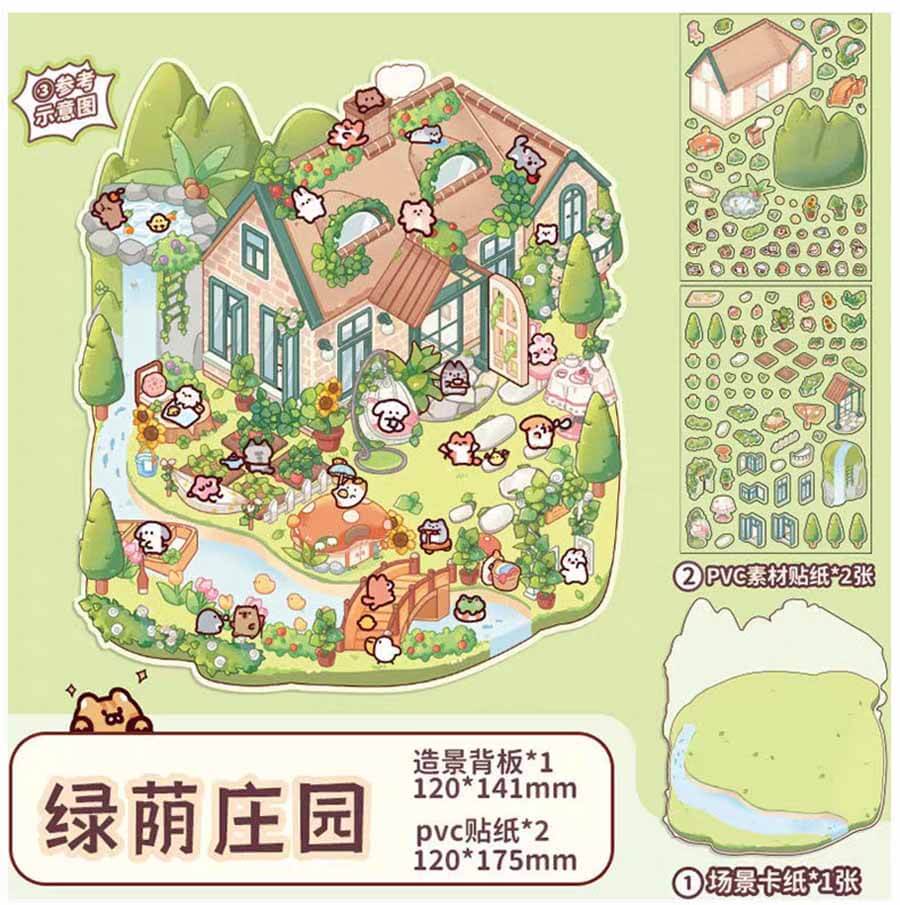 Wonderful Fairy House Collection Scene Stickers 4 Adorable Miniature Scenes