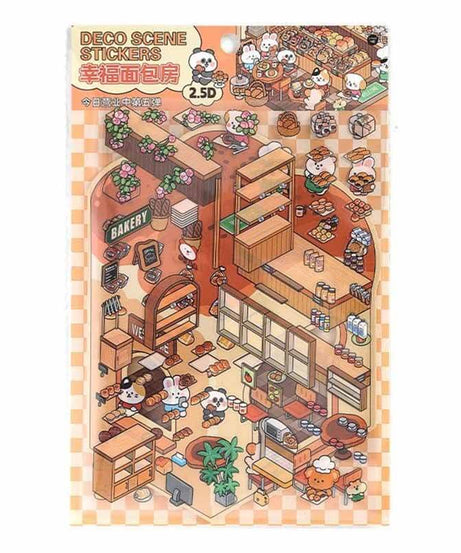 Fun Dessert House  DIY 3D Scene Stickers - 4 Cute Miniature Scenes