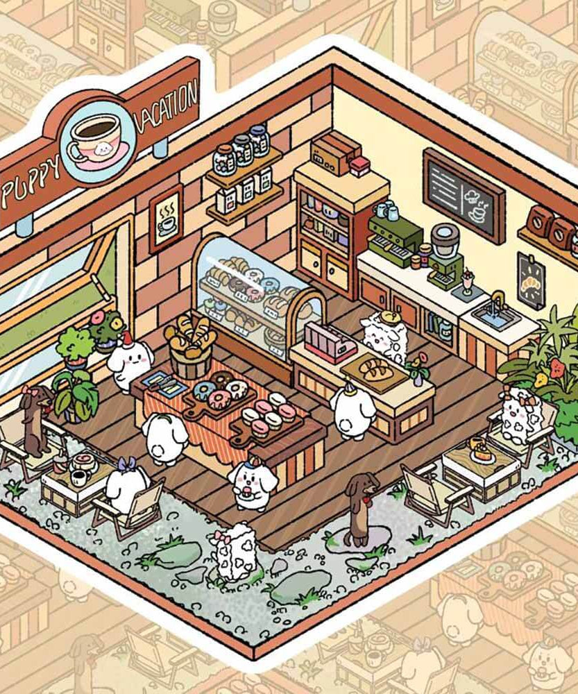 Cute Fat Puppy 2.0 Sticker Scenes 6 lovely miniature scenes