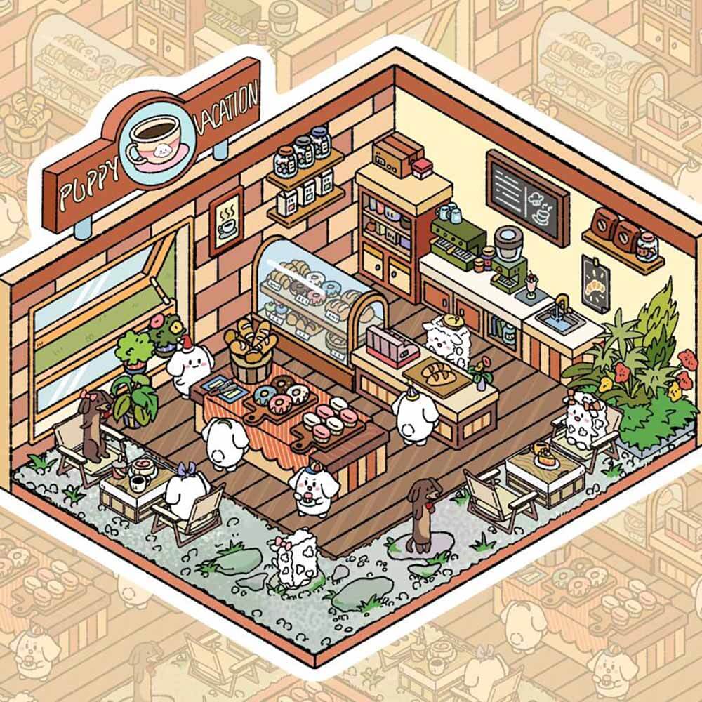 Cute Fat Puppy 2.0 Sticker Scenes 6 lovely miniature scenes